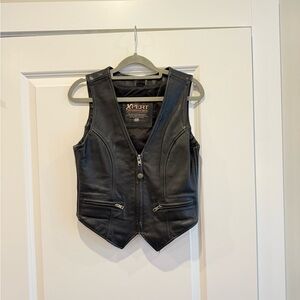 Black Leather Motorcycle Vest